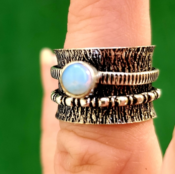 New Opalite 925 Silver Spinner Meditation Ring. - Picture 6 of 8